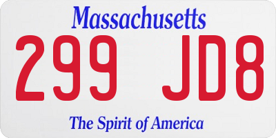 MA license plate 299JD8