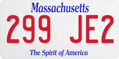 MA license plate 299JE2