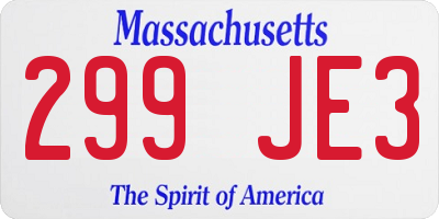 MA license plate 299JE3