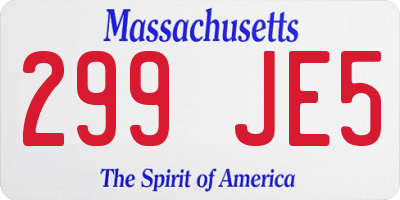 MA license plate 299JE5