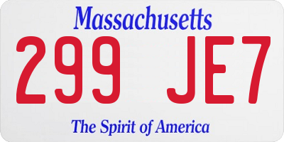 MA license plate 299JE7