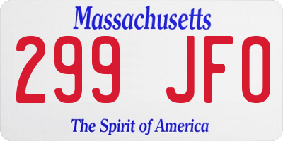 MA license plate 299JF0