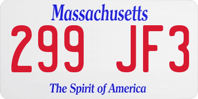 MA license plate 299JF3