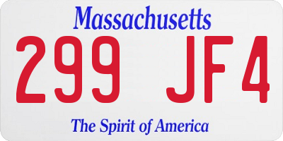 MA license plate 299JF4