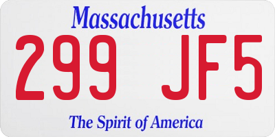 MA license plate 299JF5