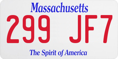 MA license plate 299JF7