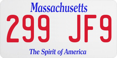 MA license plate 299JF9