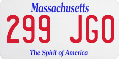 MA license plate 299JG0