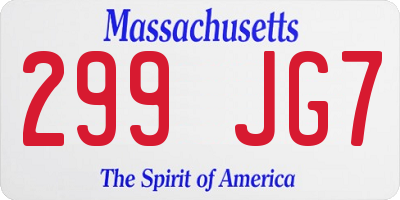 MA license plate 299JG7