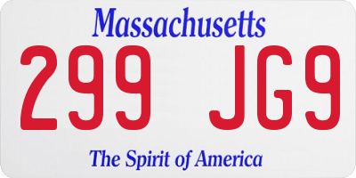 MA license plate 299JG9