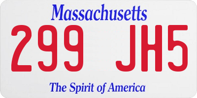 MA license plate 299JH5