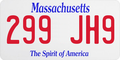 MA license plate 299JH9