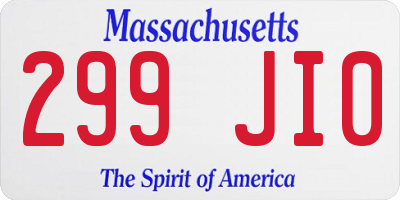 MA license plate 299JI0