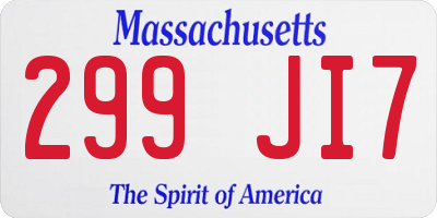 MA license plate 299JI7