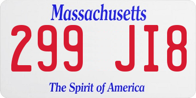 MA license plate 299JI8