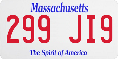 MA license plate 299JI9