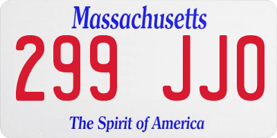 MA license plate 299JJ0