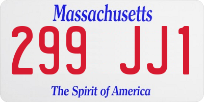 MA license plate 299JJ1