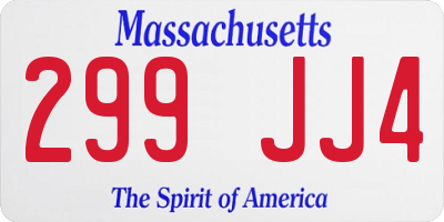 MA license plate 299JJ4