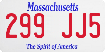 MA license plate 299JJ5