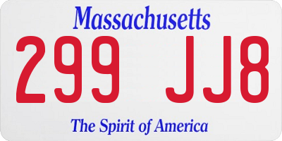 MA license plate 299JJ8