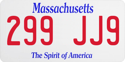 MA license plate 299JJ9