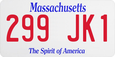 MA license plate 299JK1