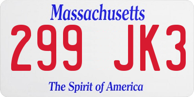 MA license plate 299JK3