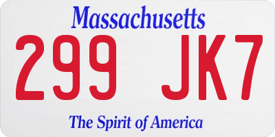 MA license plate 299JK7