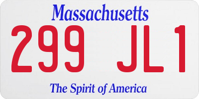 MA license plate 299JL1