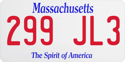 MA license plate 299JL3