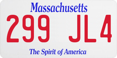 MA license plate 299JL4