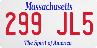 MA license plate 299JL5