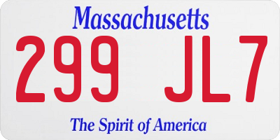 MA license plate 299JL7