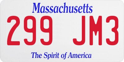 MA license plate 299JM3