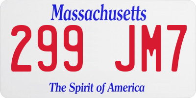 MA license plate 299JM7