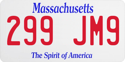 MA license plate 299JM9