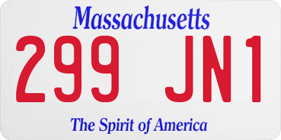 MA license plate 299JN1