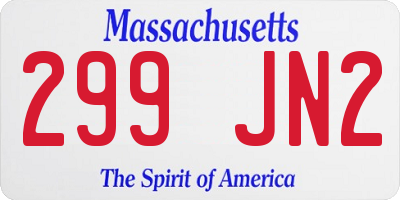 MA license plate 299JN2