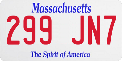 MA license plate 299JN7