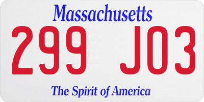 MA license plate 299JO3