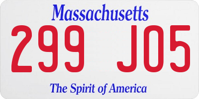 MA license plate 299JO5