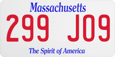 MA license plate 299JO9