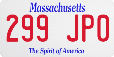 MA license plate 299JP0
