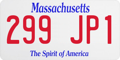 MA license plate 299JP1