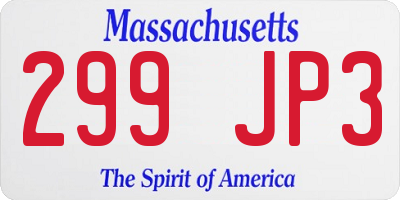 MA license plate 299JP3