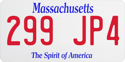 MA license plate 299JP4