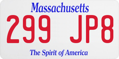 MA license plate 299JP8