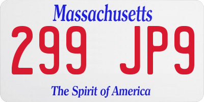 MA license plate 299JP9