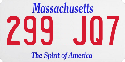 MA license plate 299JQ7
